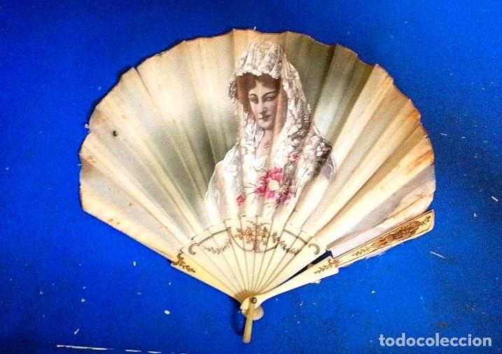 Antig&uuml;edades: abanico espa&ntilde;ol, finales del XIX, principios del XX en caja