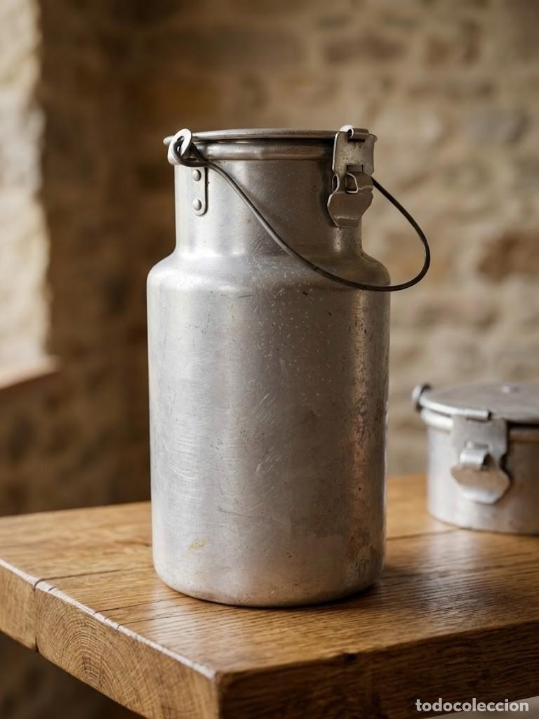 Antig&uuml;edades: Lechera de aluminio a&ntilde;os 60 &mdash; utensilio rural vintage