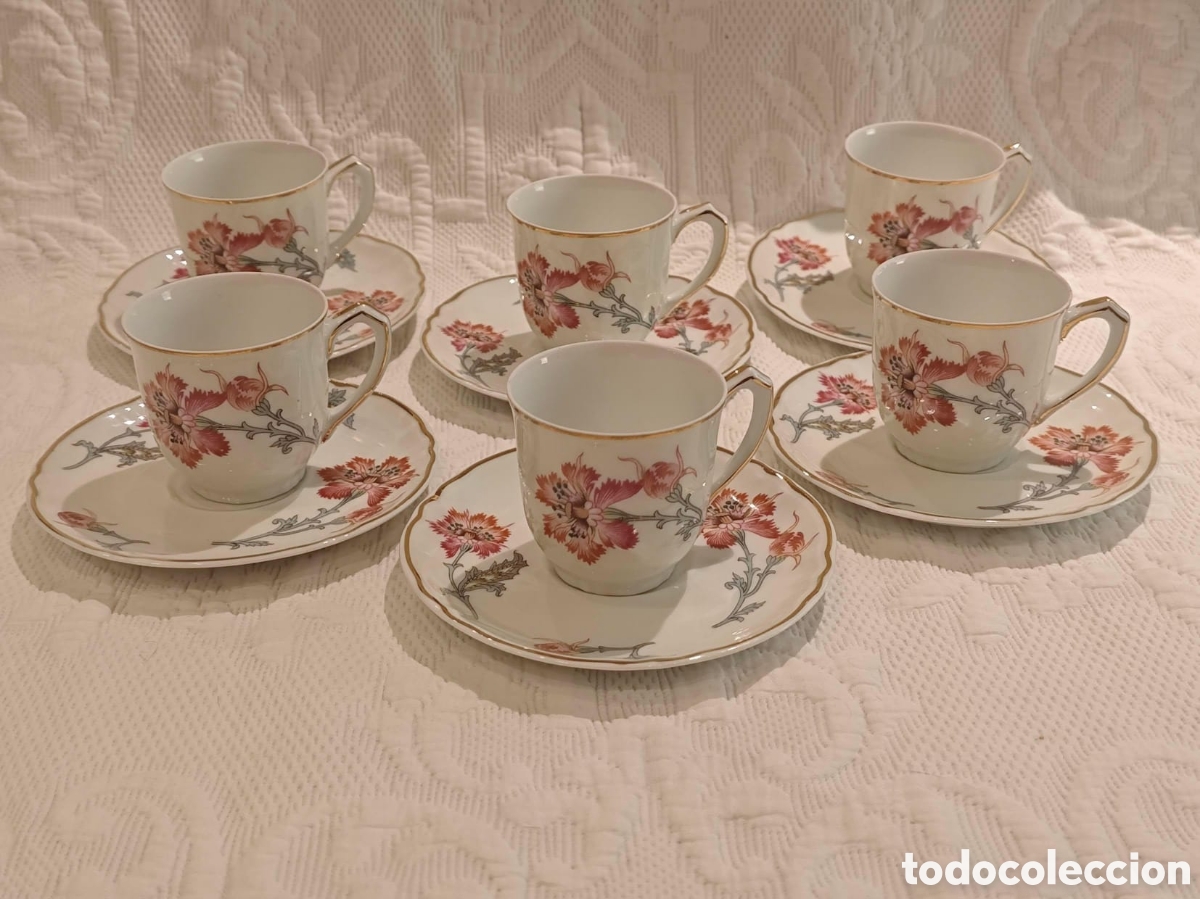 Antig&uuml;edades: 6 tazas caf&eacute; porcelana Limoges Haviland