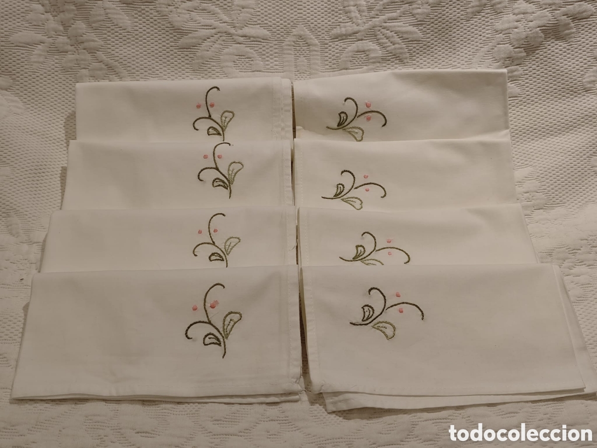 Antig&uuml;edades: 8 servilletas bordadas - Foto 3