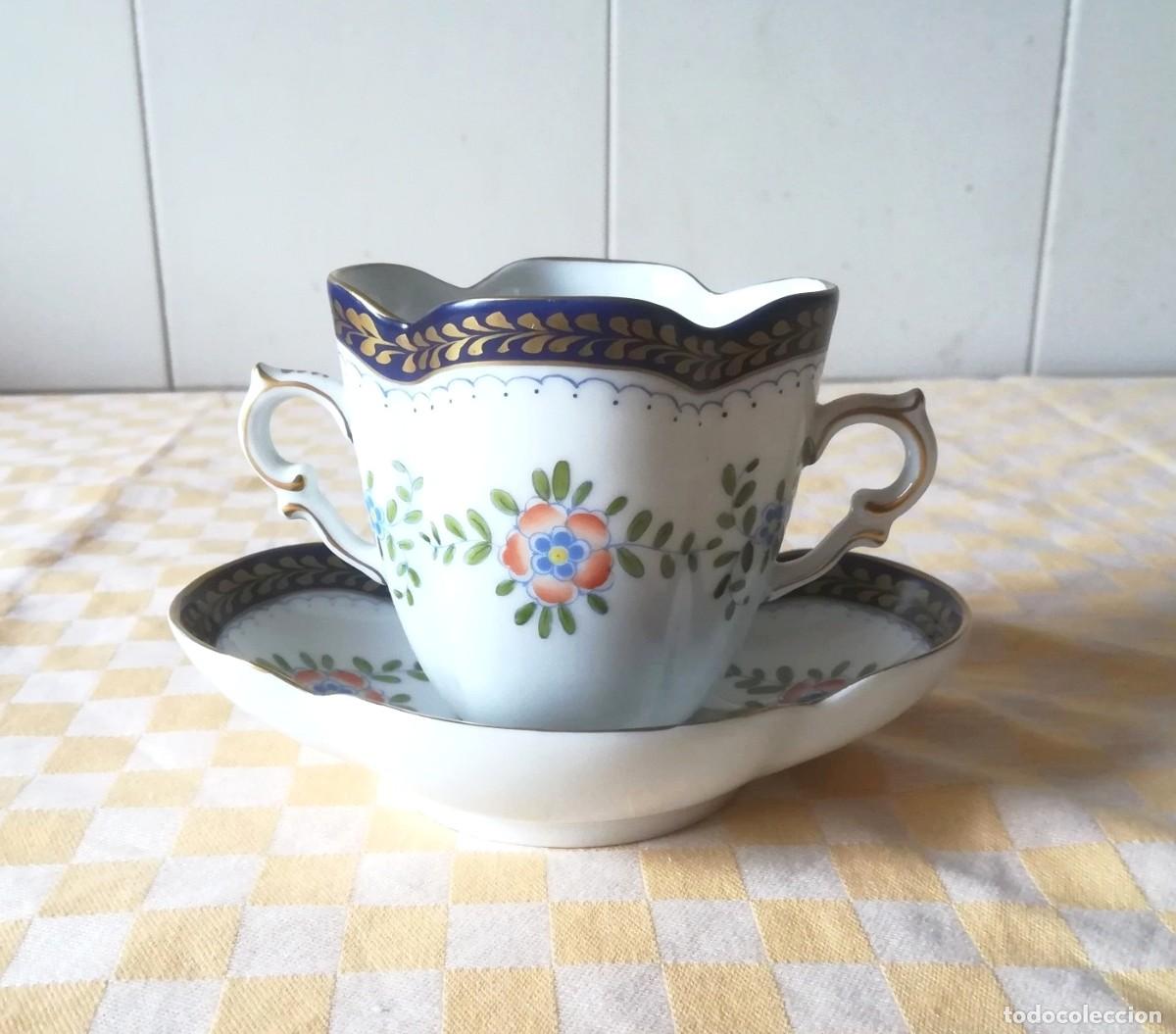 Antiquit&eacute;s: Taza y platillo de porcelana francesa de Limoges de Giraud
