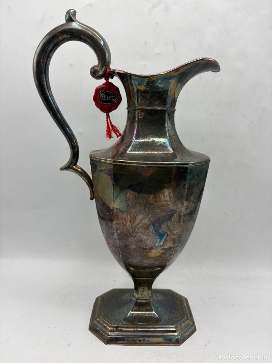 Antig&uuml;edades: ANTIGUA JARRA ALPADUR DE ALPACA PLATEADA &ndash; GRAN FORMATO &ndash; CON SELLO/ETIQUETA ORIGINAL