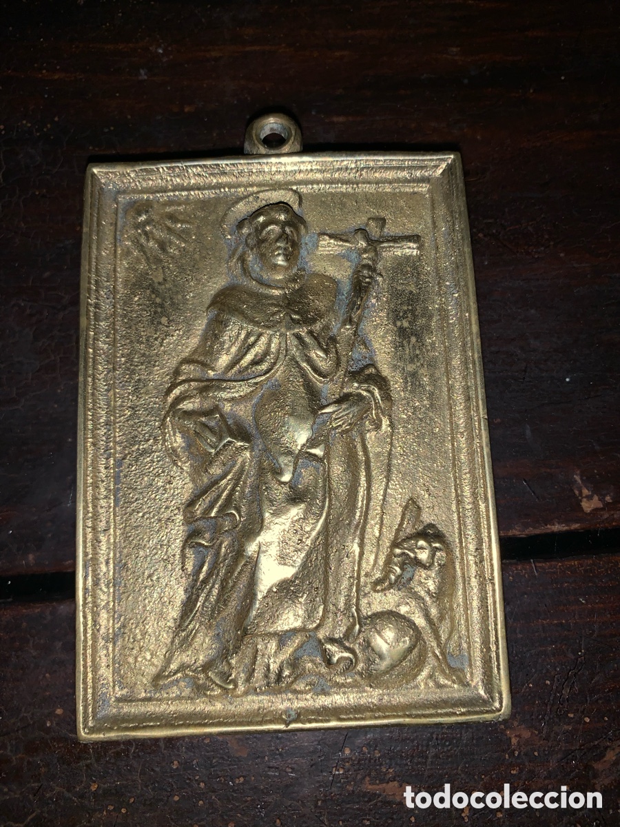 Antig&uuml;edades: Placa devocional, Santo Domingo de Guzm&aacute;n. Bronce. Escuela espa&ntilde;ola, siglos XVII-XVIII.