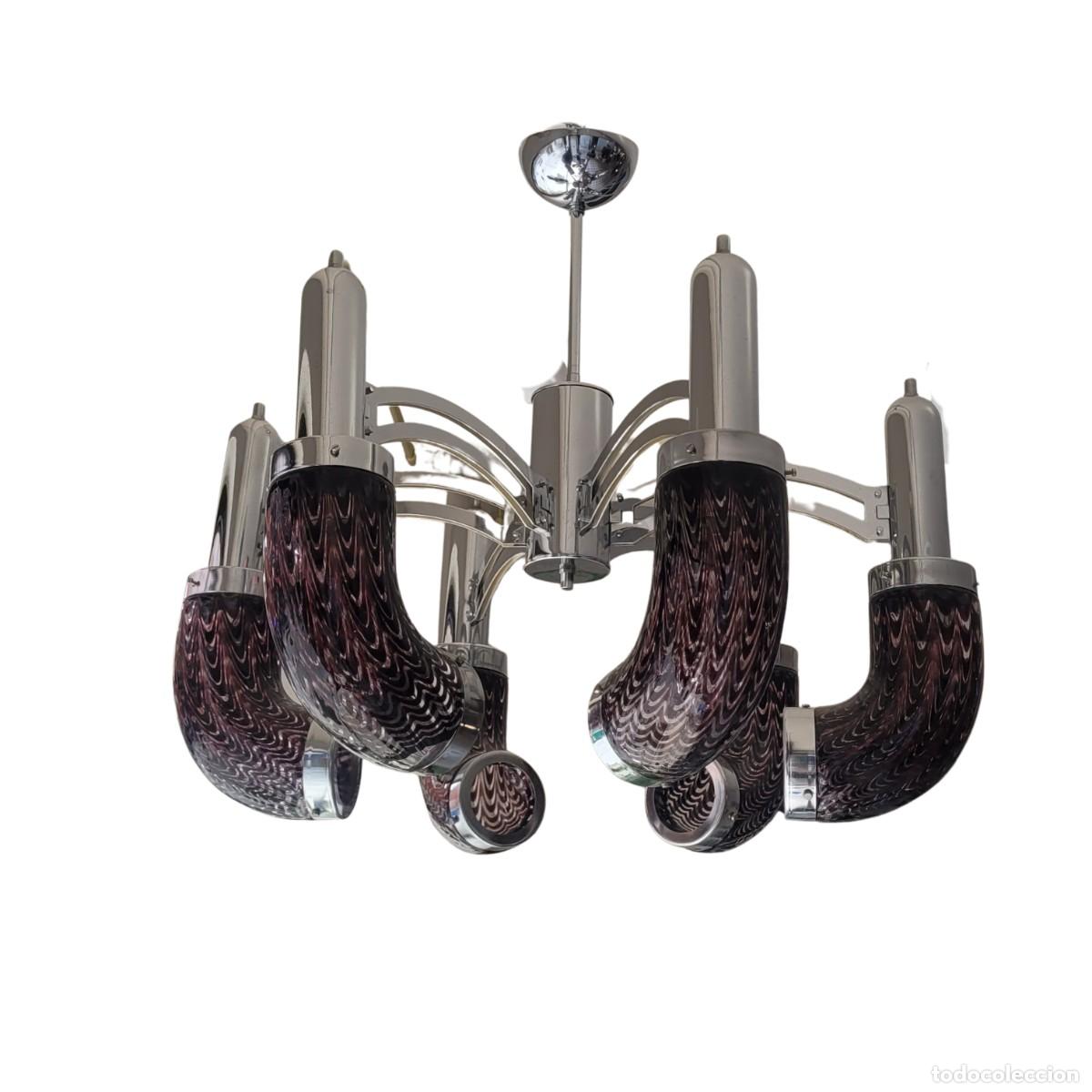 Antig&uuml;edades: L&aacute;mpara / Chandelier, Cristal de Murano, Art D&eacute;co, 80&rsquo;s &ndash; Italia