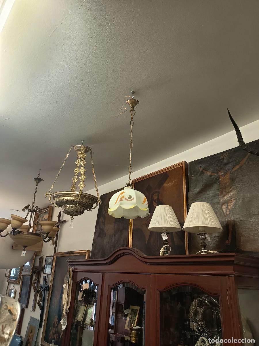 Antig&uuml;edades: Antigua l&aacute;mpara colgante Opalina - Foto 2