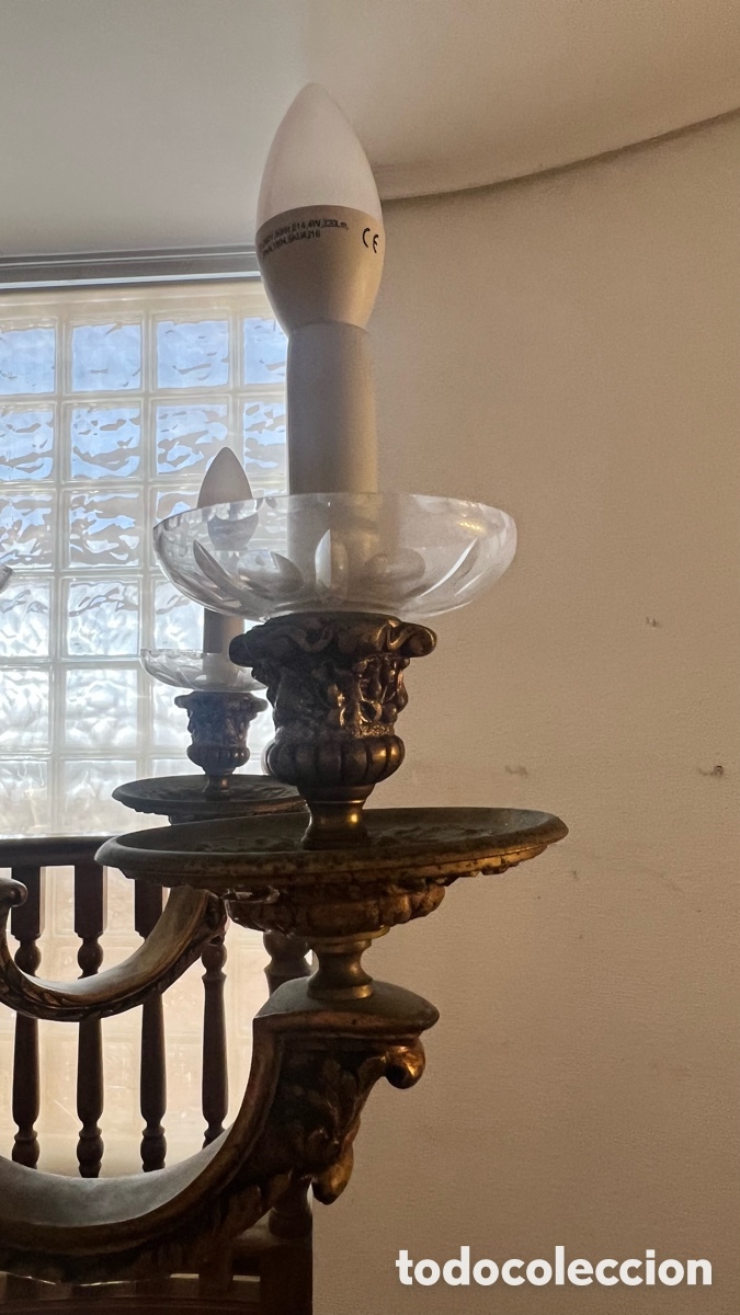 Antig&uuml;edades: L&aacute;mpara antigua grande de bronce - Foto 2