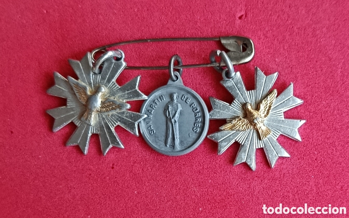 Antig&uuml;edades: ANTIGUAS MEDALLAS CON RELIQUIA RELICARIO SAN MARTIN DE PORRES