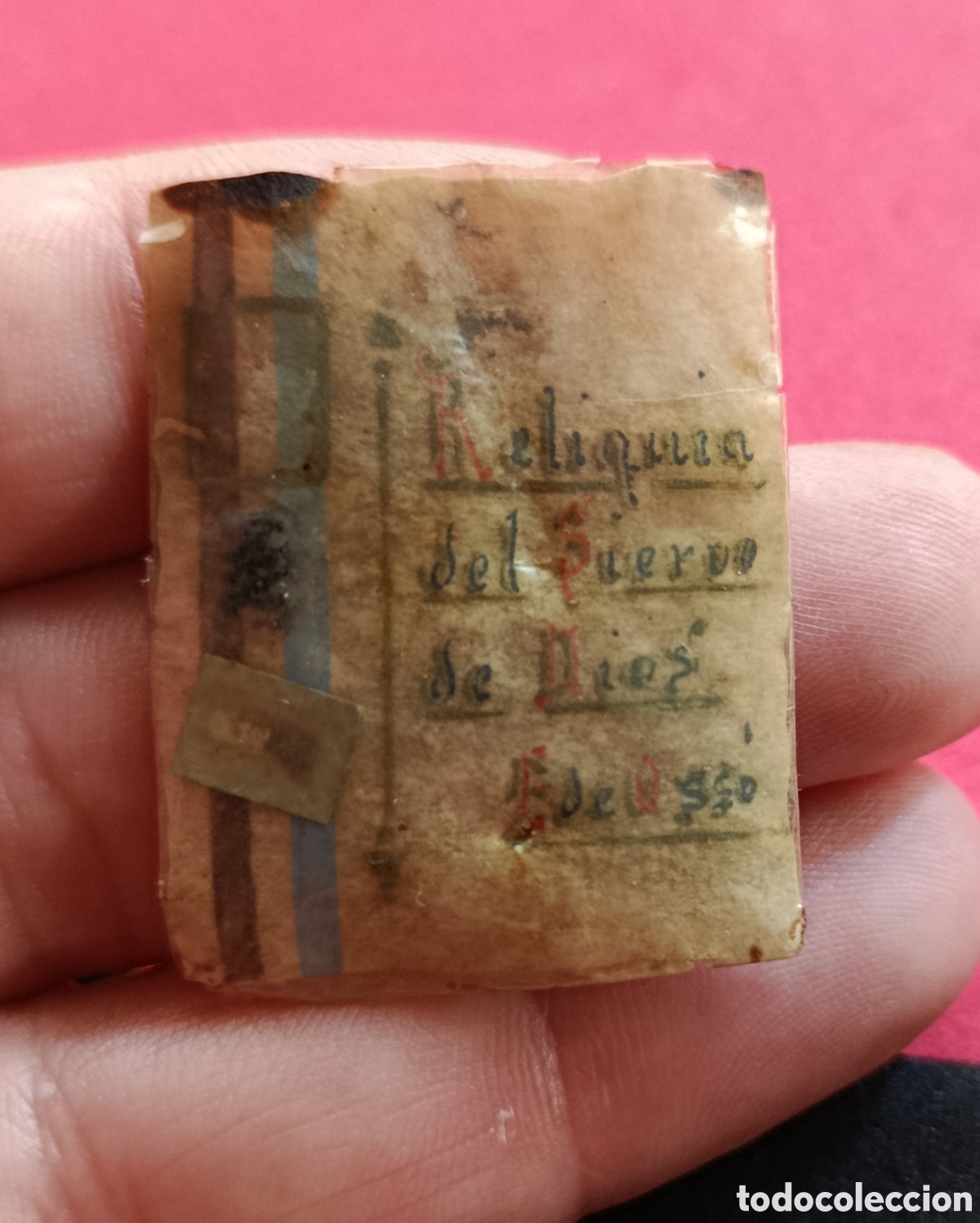 Antig&uuml;edades: ENRIQUE DE OSSO. Sacerdote espa&ntilde;ol, fundador de las Teresanias, Estampa con Reliquia relicario