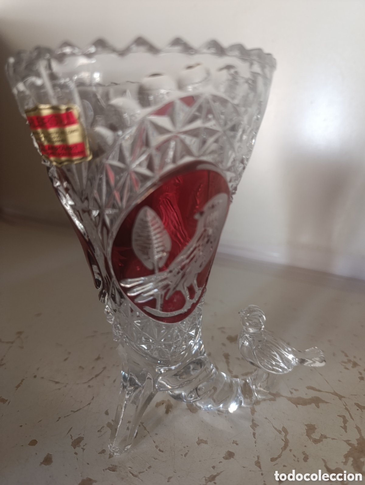 Antig&uuml;edades: Jarr&oacute;n Cornucopia Cristal de Plomo Hofbauer Byrdes Vintage (A&ntilde;os 70)
