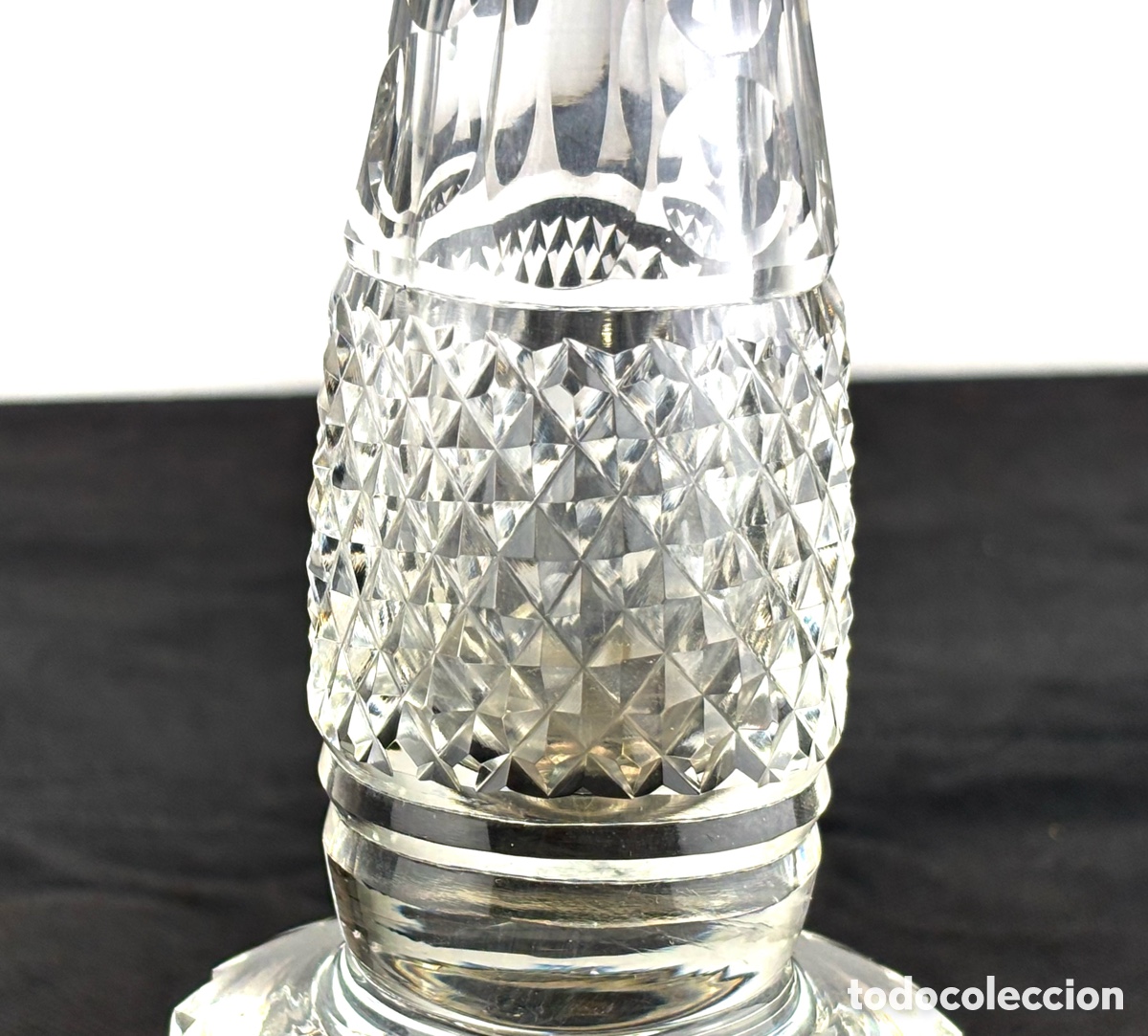 Antig&uuml;edades: VIOLETERO CRISTAL TALLADO Y PLATA - Foto 2