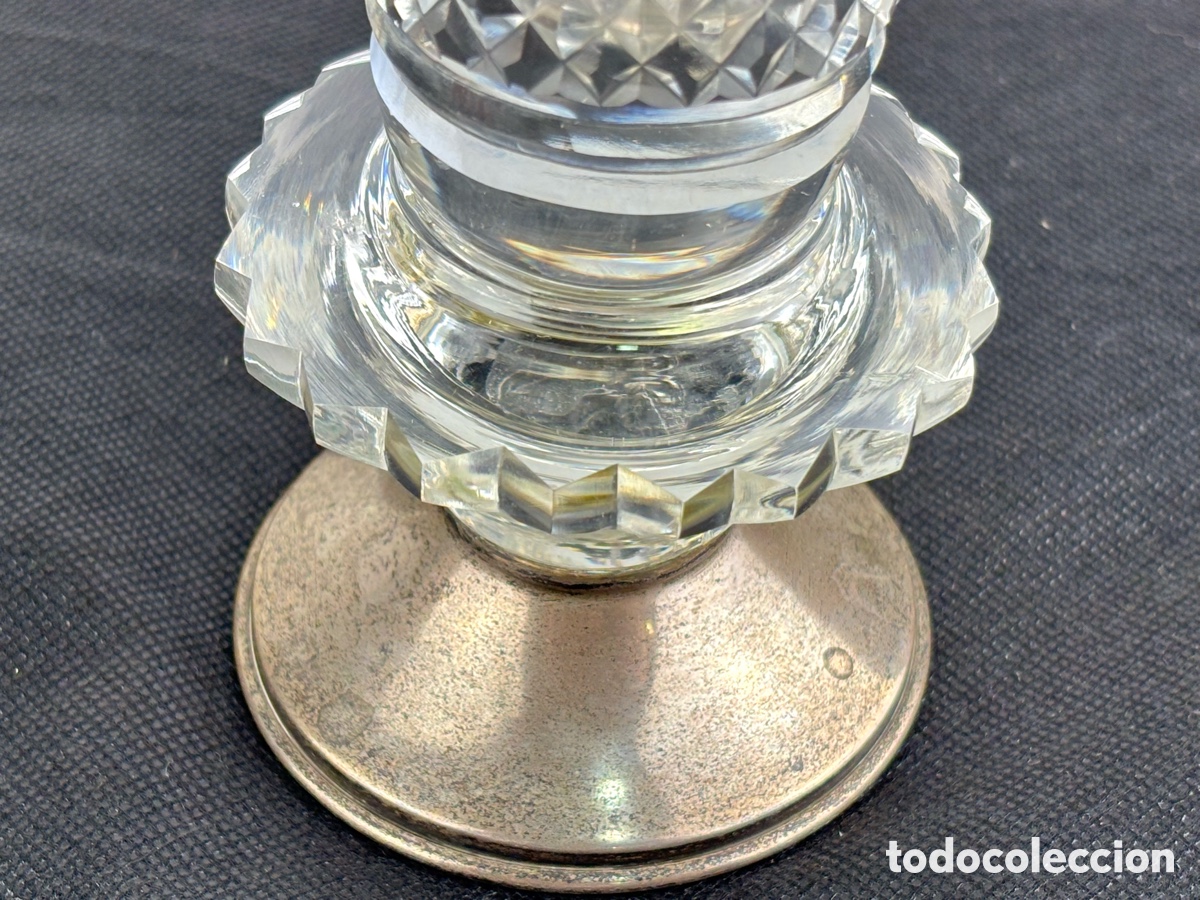 Antig&uuml;edades: VIOLETERO CRISTAL TALLADO Y PLATA - Foto 4