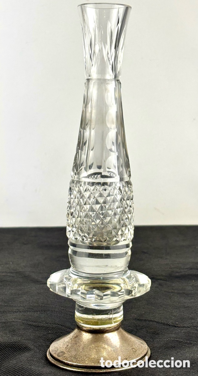 Antig&uuml;edades: VIOLETERO CRISTAL TALLADO Y PLATA