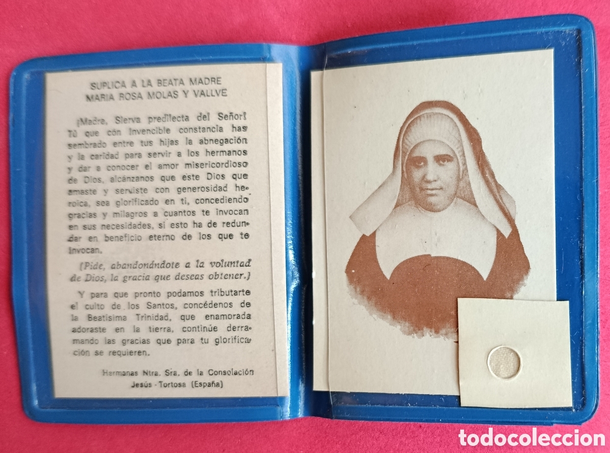 Antig&uuml;edades: PEQUE&Ntilde;A CARTERITA CON ESTAMPA DE BEATA MADRE MARIA ROSA MOLAS ( CON RELIQUIA ) ORACION RELICARIO