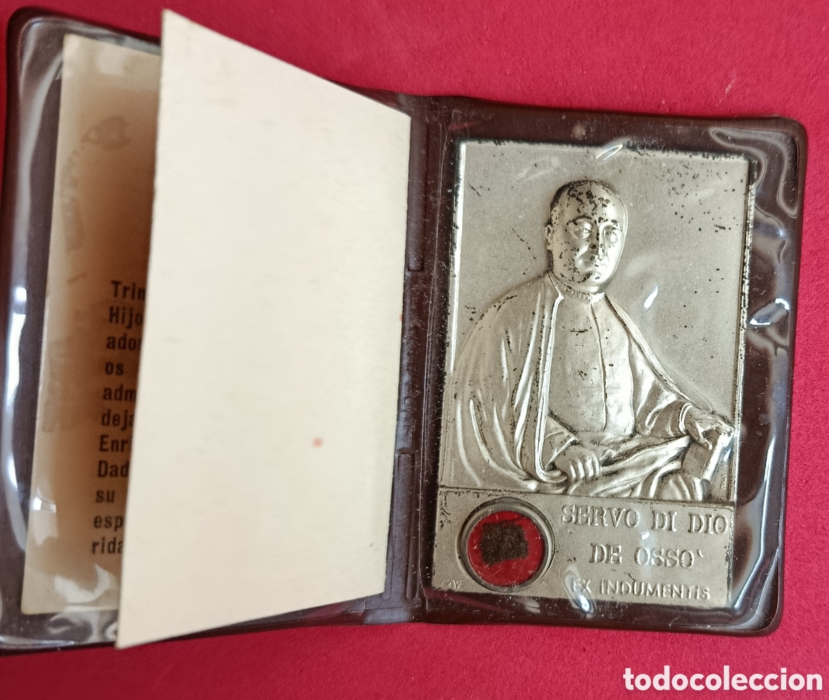 Antig&uuml;edades: PEQUE&Ntilde;A CARTERITA CON ESTAMPA DE SIERVO DE DIOS ENRIQUE DE OSS&Oacute; ( CON RELIQUIA ) ORACION RELICARIO