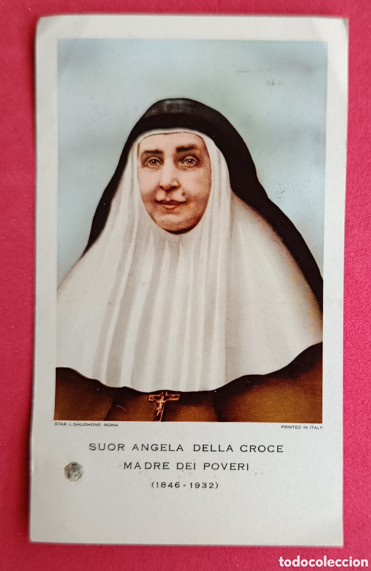 Antig&uuml;edades: ESTAMPA CON RELIQUIA DE SANTA ANGELA DE LA CRUZ - SOR ANGELA DE LA CRUZ RELICARIO
