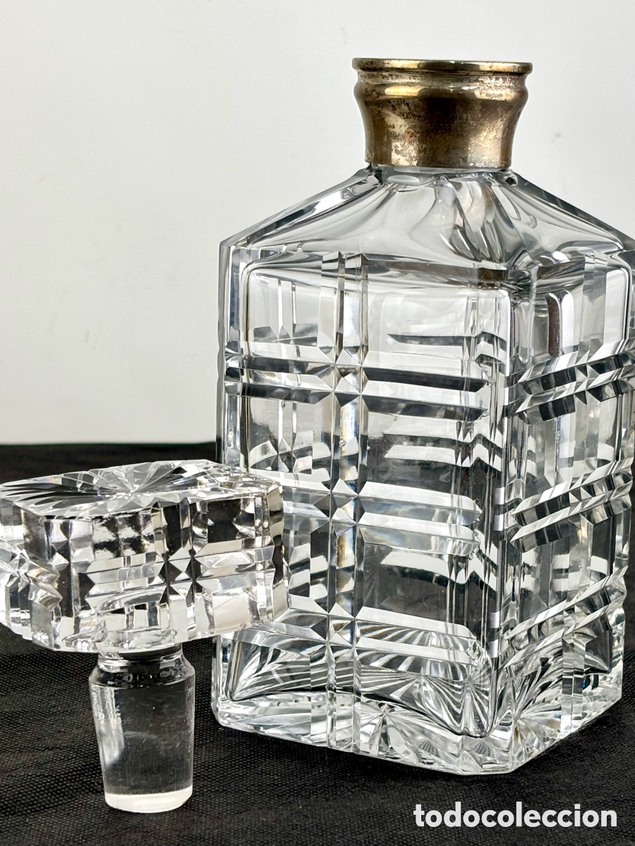 Antig&uuml;edades: BOTELLA LICORERA DE CRISTAL TALLADO Y PLATA - Foto 4