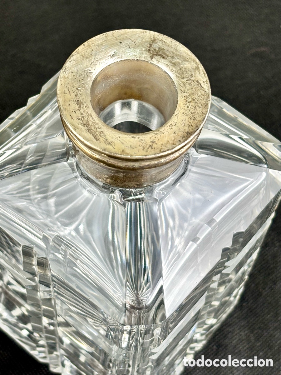 Antig&uuml;edades: BOTELLA LICORERA DE CRISTAL TALLADO Y PLATA - Foto 5