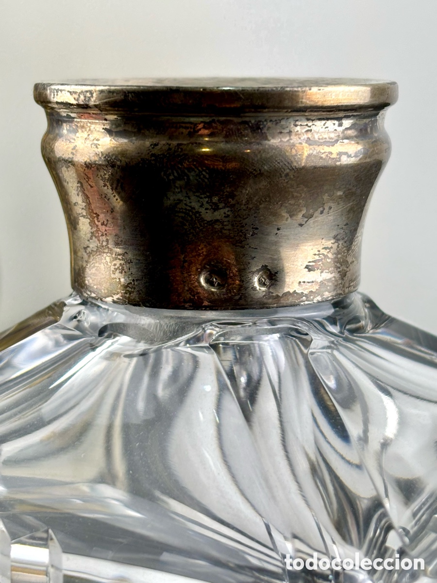 Antig&uuml;edades: BOTELLA LICORERA DE CRISTAL TALLADO Y PLATA - Foto 6