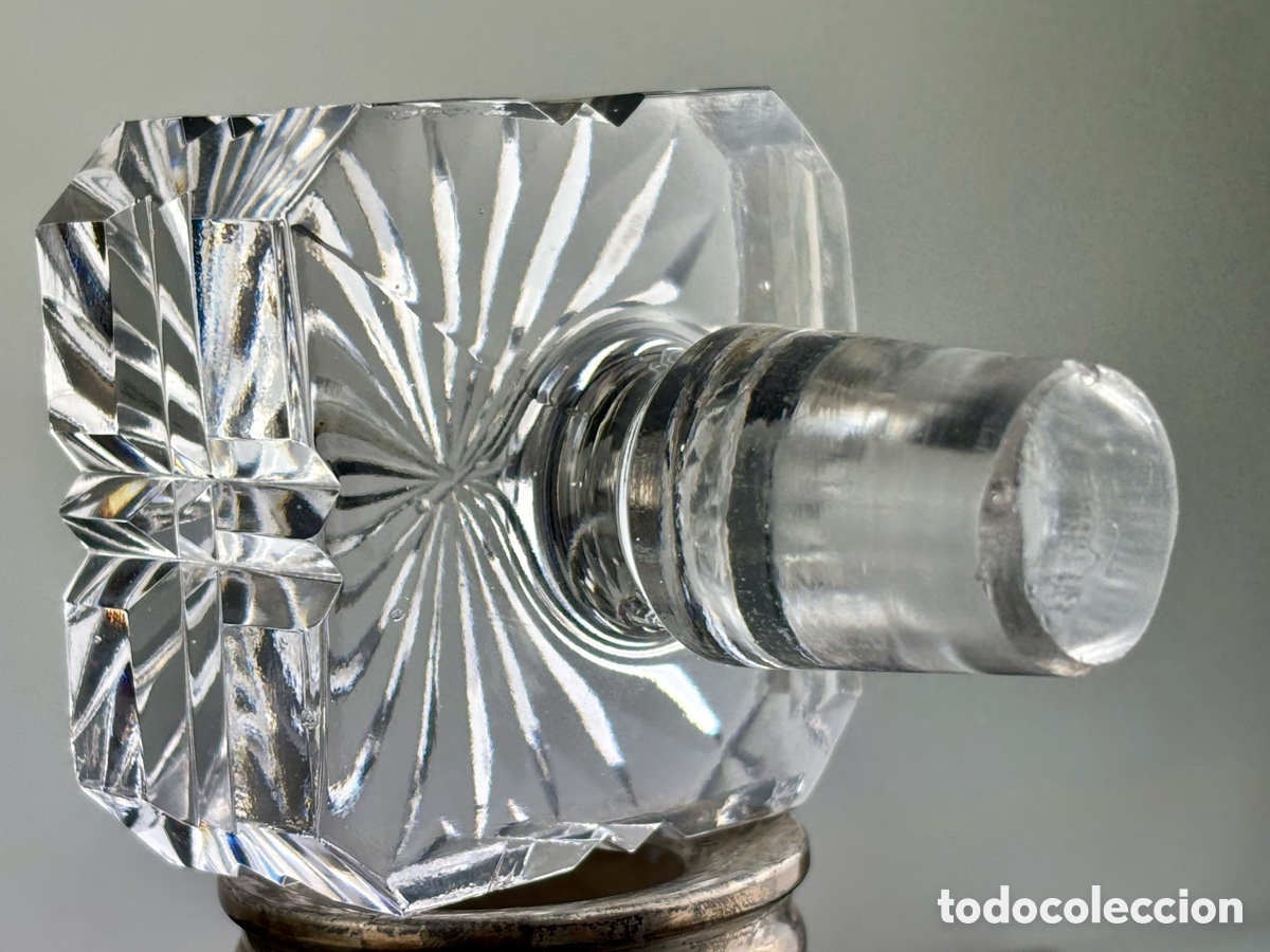 Antig&uuml;edades: BOTELLA LICORERA DE CRISTAL TALLADO Y PLATA - Foto 9