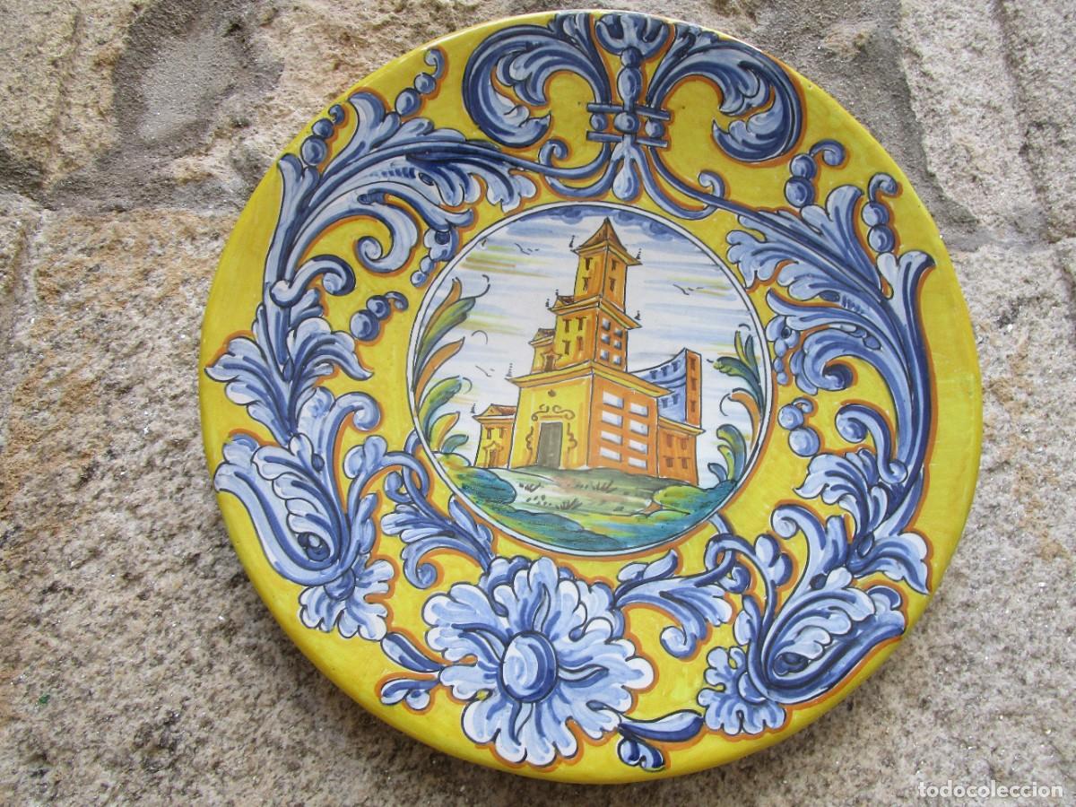 Antig&uuml;edades: GRAN PLATO TALAVERA 37,5CM CASONA POR IDENTIFICAR - BRILLO LIMPIO, MARCA DECORADOR EN REVERSO 1,8KG.