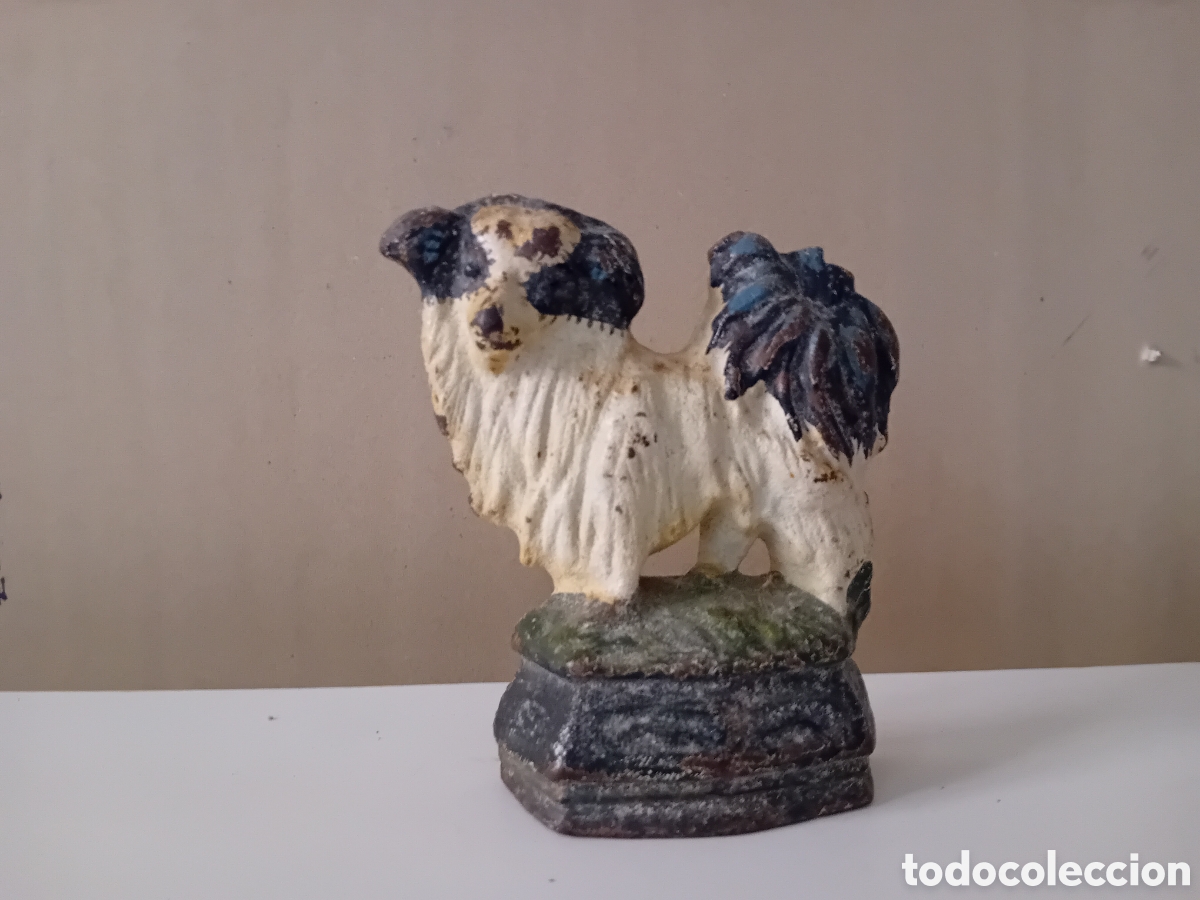 Antig&uuml;edades: sujeta puertas perro hierro vintage