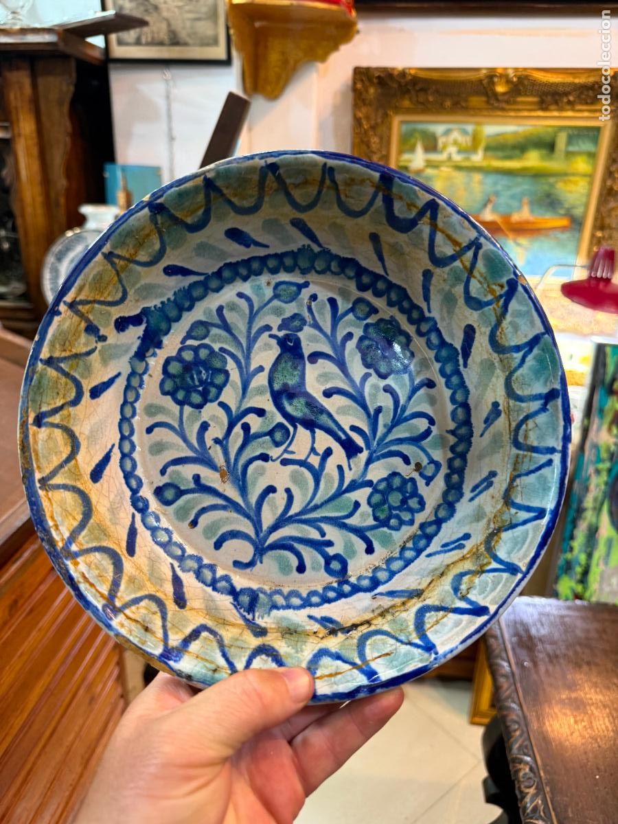 Antig&uuml;edades: ANTIGUO CUENCO DE CERAMICA FAJALAUZA GRANADA - MEDIDA 24X8 CM