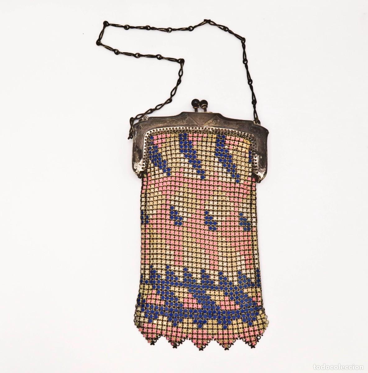 Antig&uuml;edades: BOLSO ART DECO WHITNG & DAVIS ROSA FUERTE, AZUL &hellip; SIN ETIQUETA