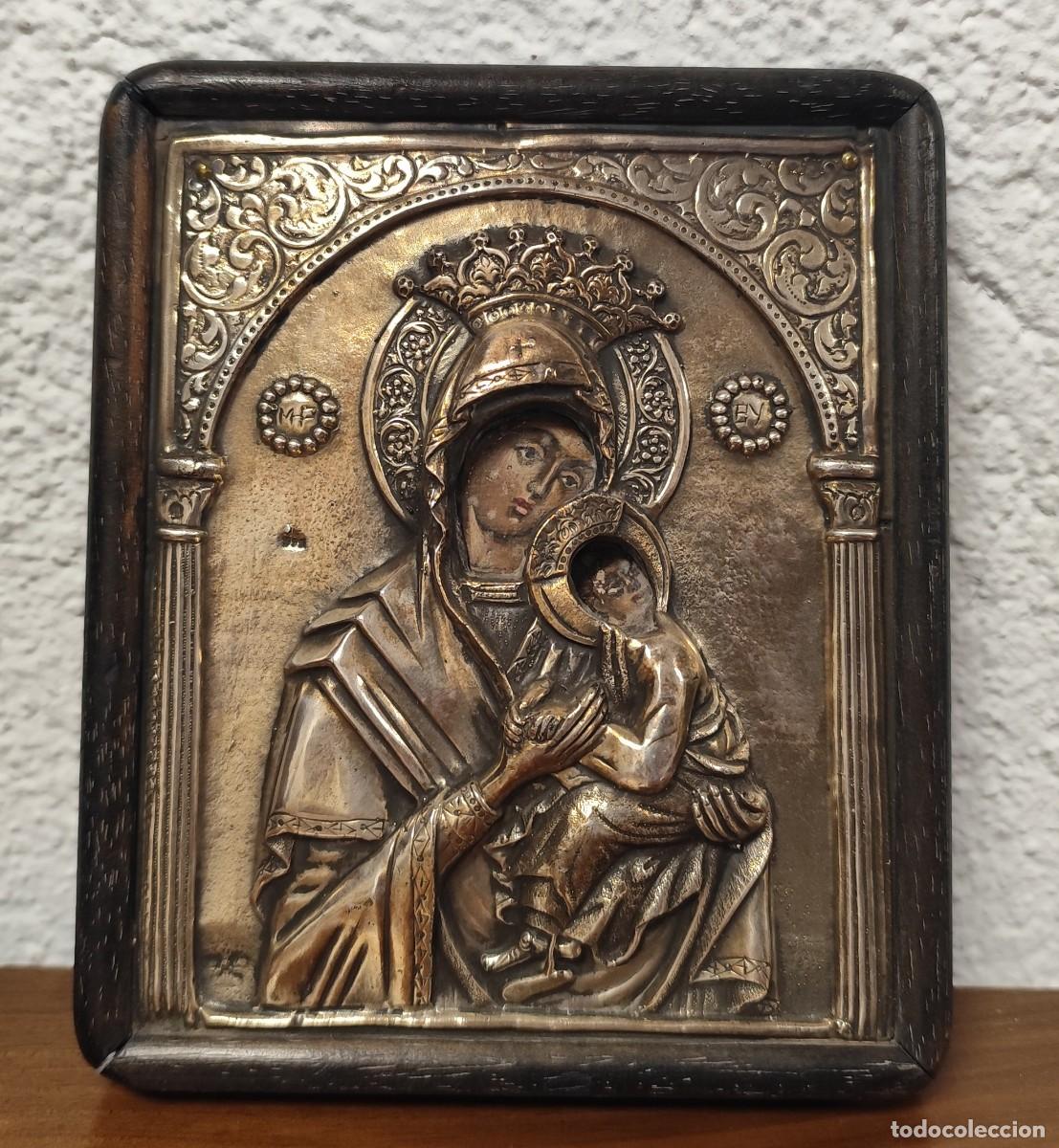 Antig&uuml;edades: Icono de la Virgen Mar&iacute;a en plata - Foto 3