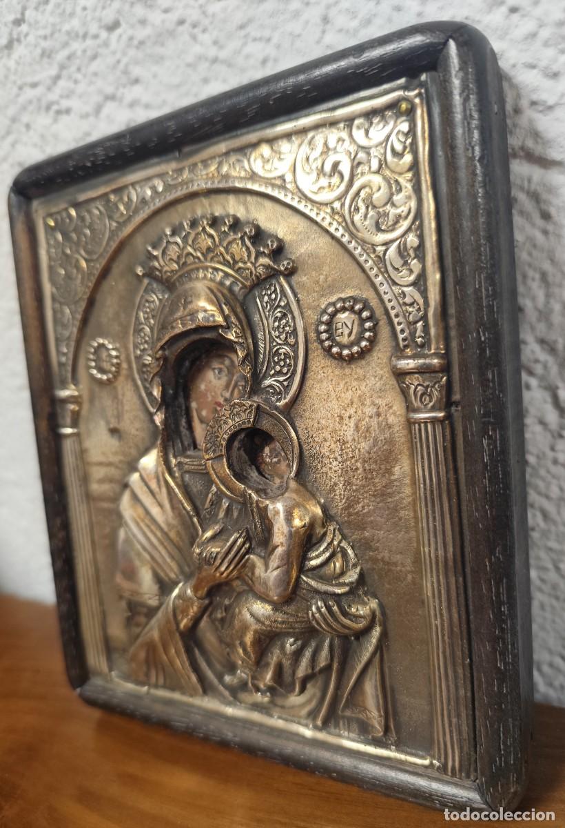 Antig&uuml;edades: Icono de la Virgen Mar&iacute;a en plata - Foto 4
