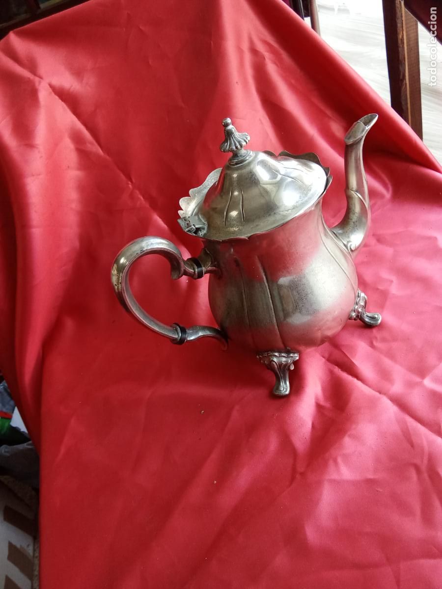 Antig&uuml;edades: Antigua tetera plateada inglesa marca Pilgrim V.9