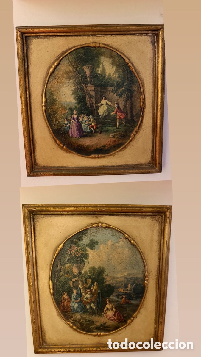 Antig&uuml;edades: Conjunto 2 Cuadros Rococ&oacute; Franc&eacute;s
