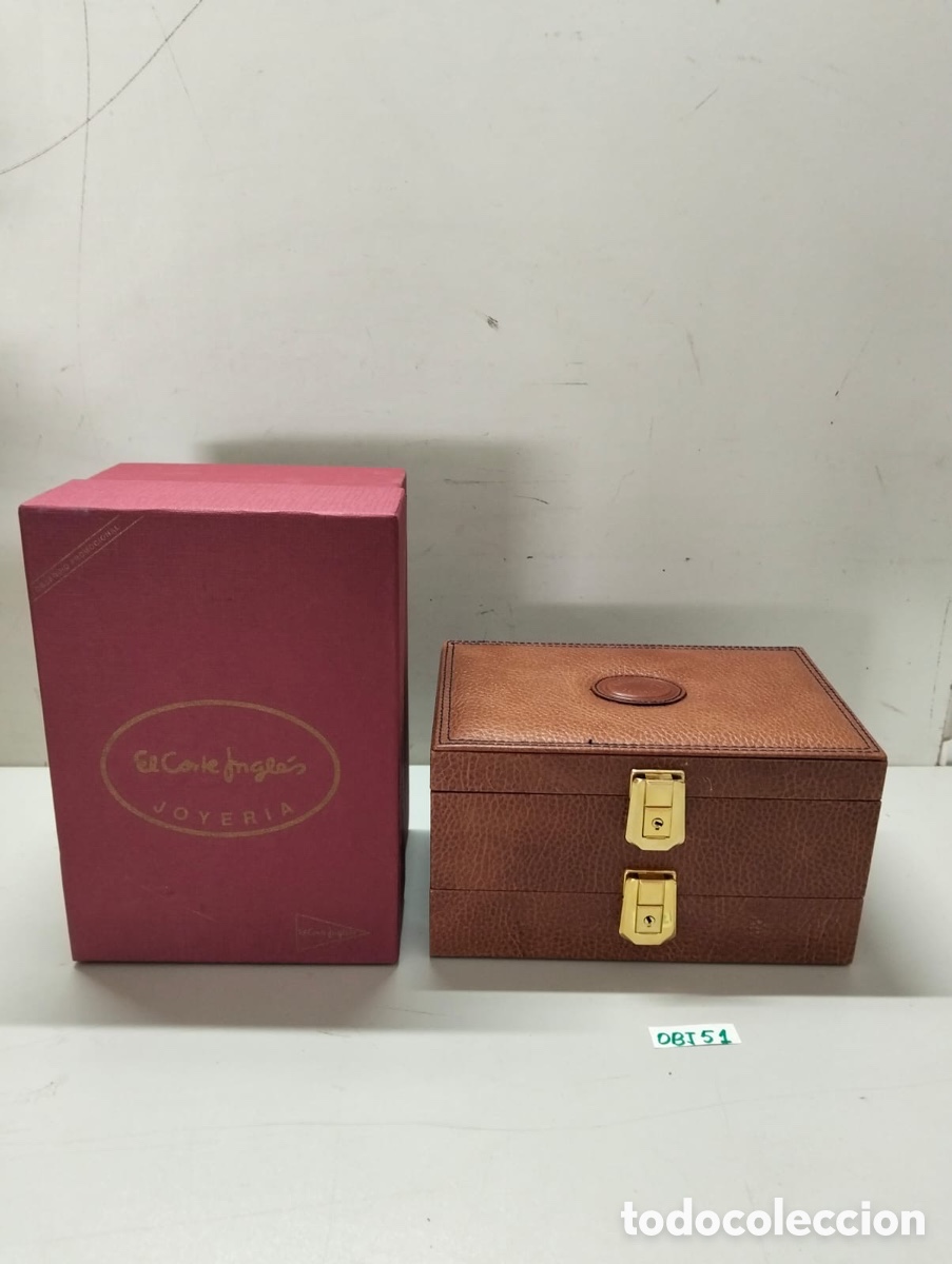 Antig&uuml;edades: elegante joyero vintage de piel marr&oacute;n