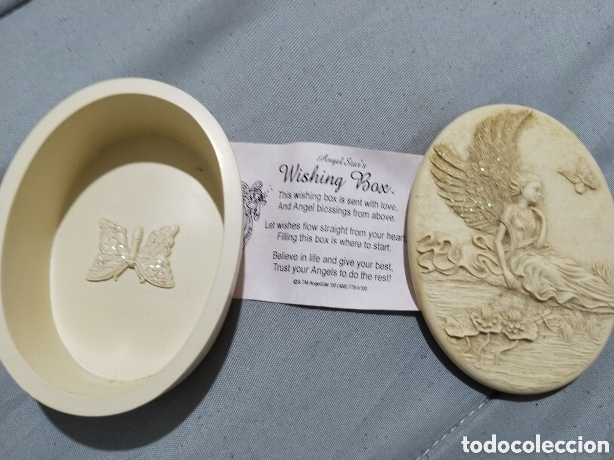 Antig&uuml;edades: Caja De Los Deseos AngelStar &rdquo;Love's Blessings&rdquo; - Joyero De Resina Con Papel Original