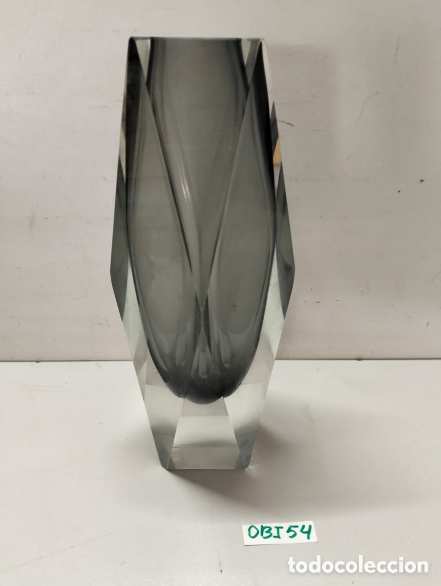 Antig&uuml;edades: Jarr&oacute;n de cristal de Murano Sommerso facetado de Flavio Poli, a&ntilde;os 70