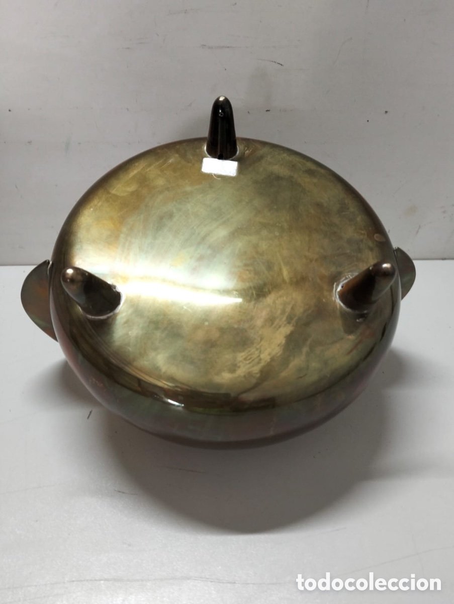 Antig&uuml;edades: cuenco o sopera de bronce o lat&oacute;n antiguo - Foto 2