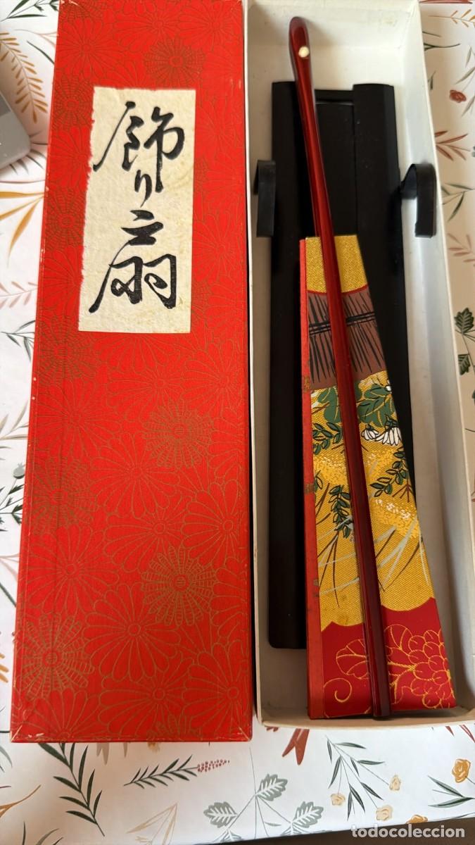 Antig&uuml;edades: Abanico decorativo japon&eacute;s de Kyoto &ndash; Kazari Ogi &ndash; a&ntilde;os 80/90 &ndash; caja y soporte original