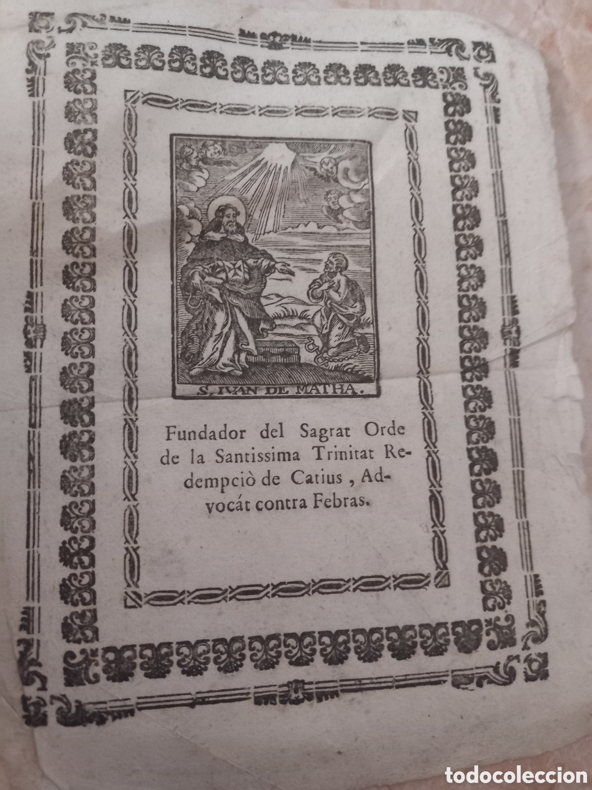 Antig&uuml;edades: Estampa devociones antigua s.XVIII- XIX