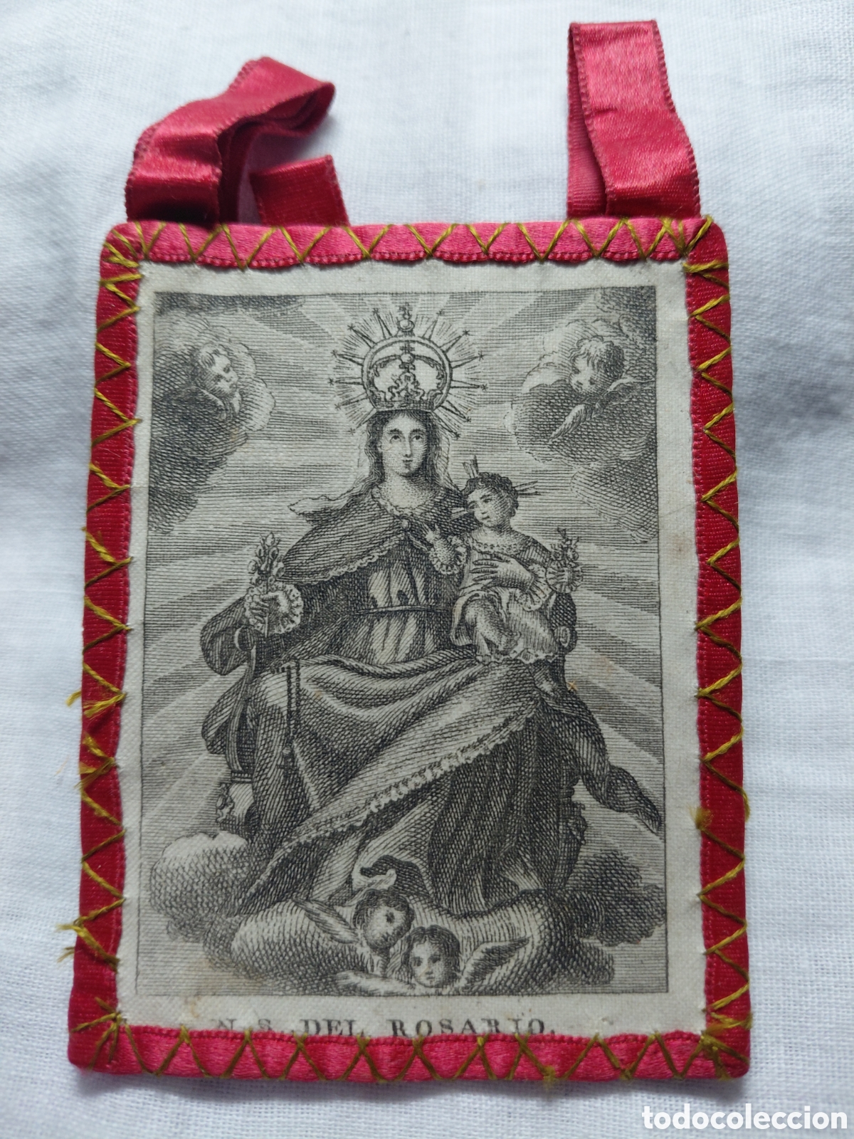 Antig&uuml;edades: ANTIGUO ESCAPULARIO NUESTRA SE&Ntilde;ORA DEL ROSARIO - Foto 2