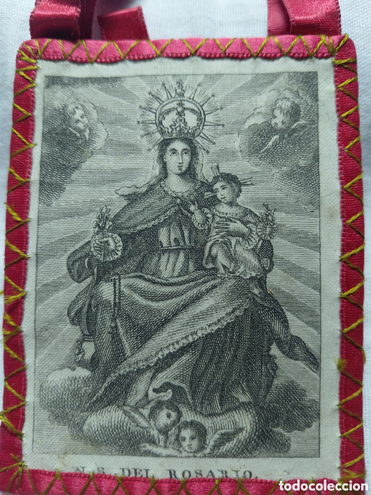 Antig&uuml;edades: ANTIGUO ESCAPULARIO NUESTRA SE&Ntilde;ORA DEL ROSARIO - Foto 3