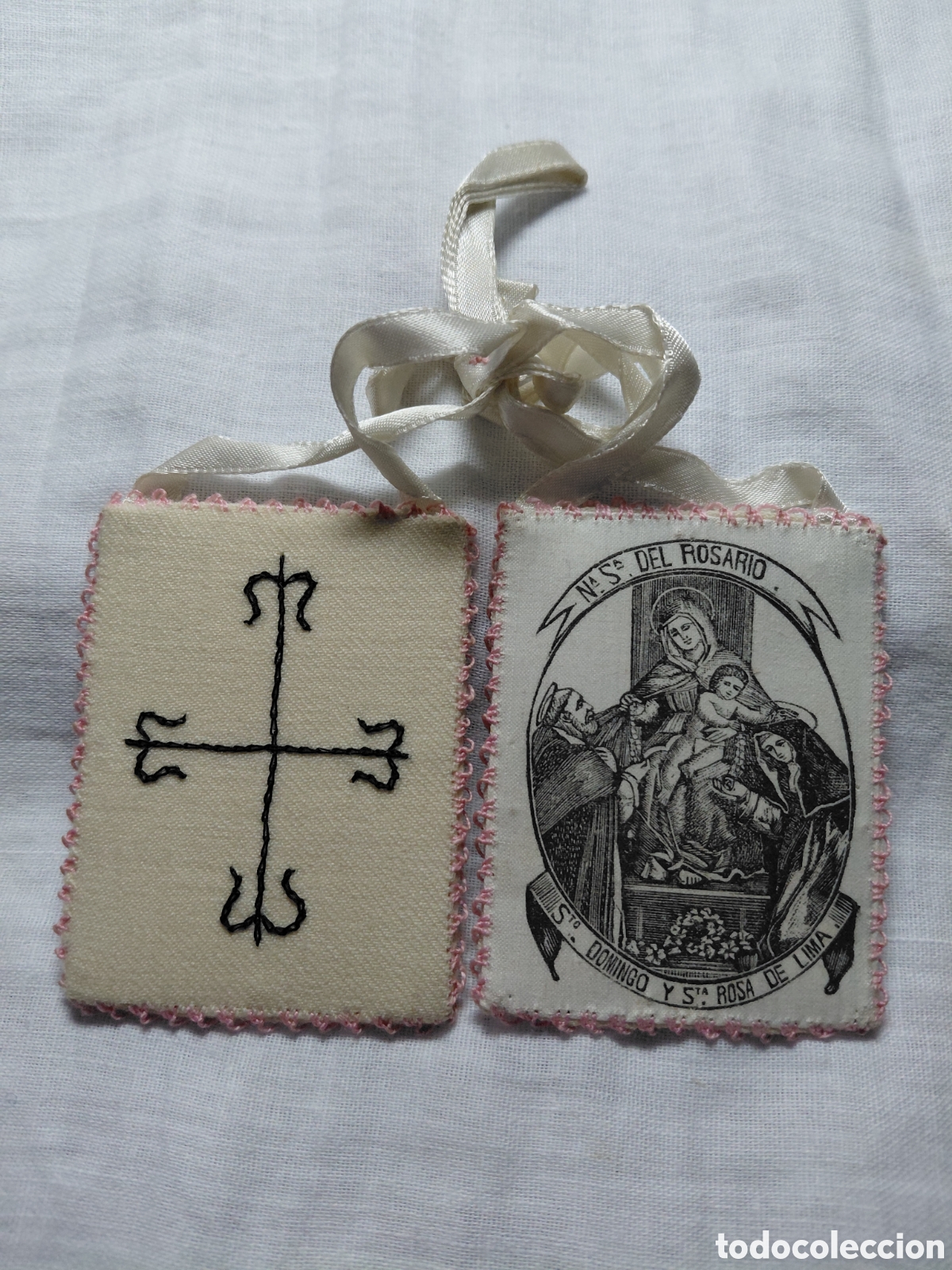 Antig&uuml;edades: ANTIGUO ESCAPULARIO NUESTRA SE&Ntilde;ORA DEL ROSARIO STO DOMINGO Y STA ROSA DE LIMA