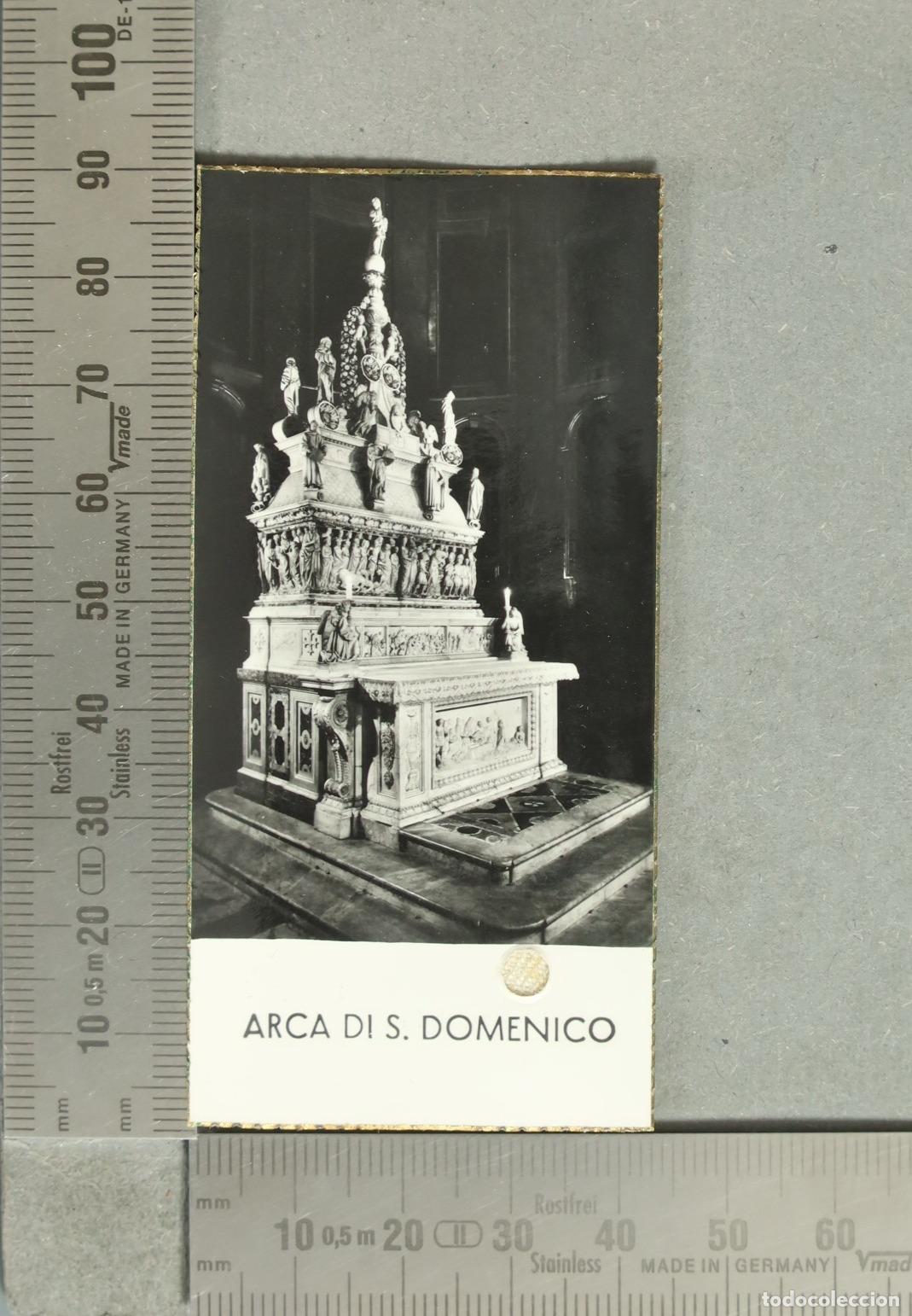 Antig&uuml;edades: ESTAMPA RELICARIO. Arca di S. Domenico - Bolonia. TELA TOCADA A LA CABEZA DE SANTO DOMINGO