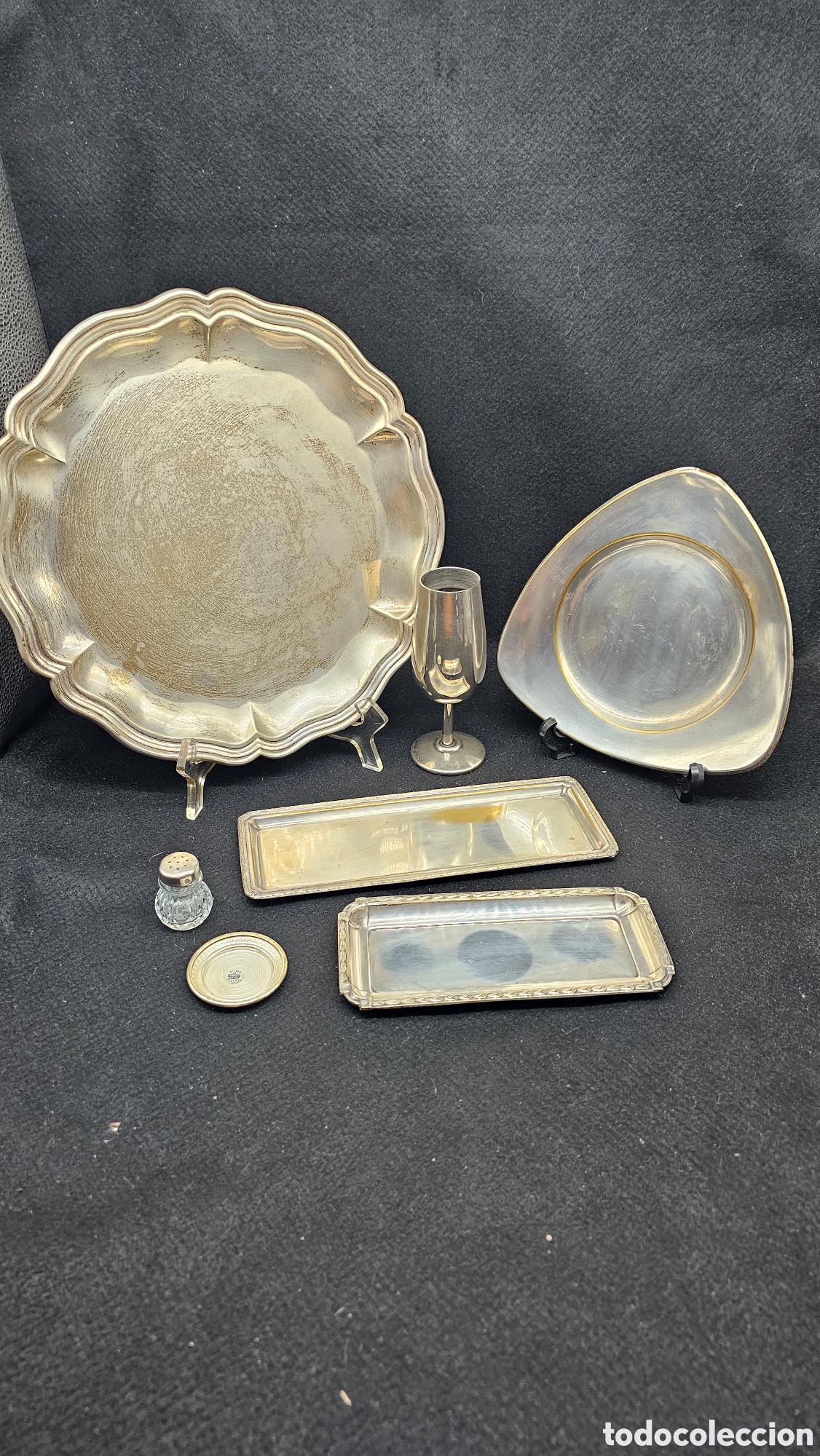 Antig&uuml;edades: Lote varios de metal plateado.....