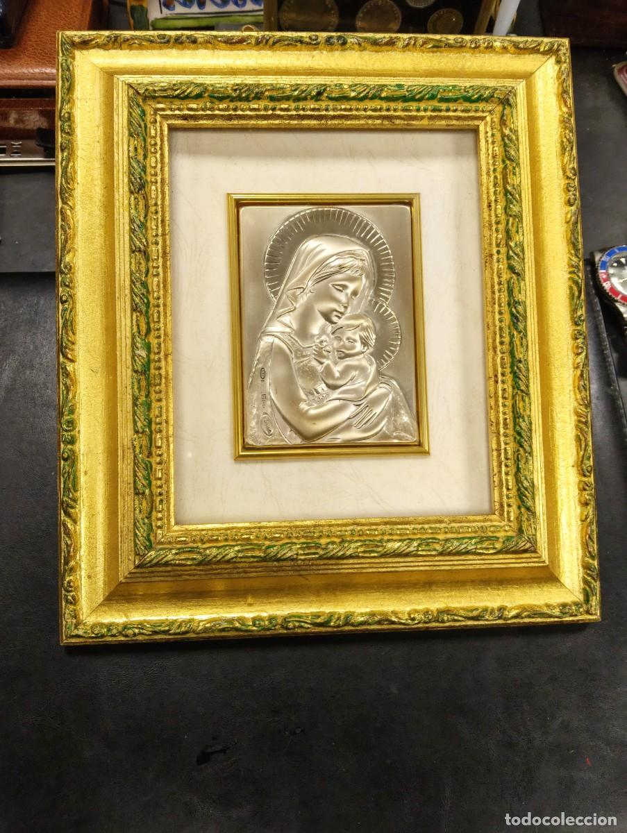Antig&uuml;edades: PRECIOSO CUADRO RELIEVE EN CHAPA REPUJADA PLATA DE LEY 925 - DANIEL - VIRGEN MARIA CON JESUS NI&Ntilde;O