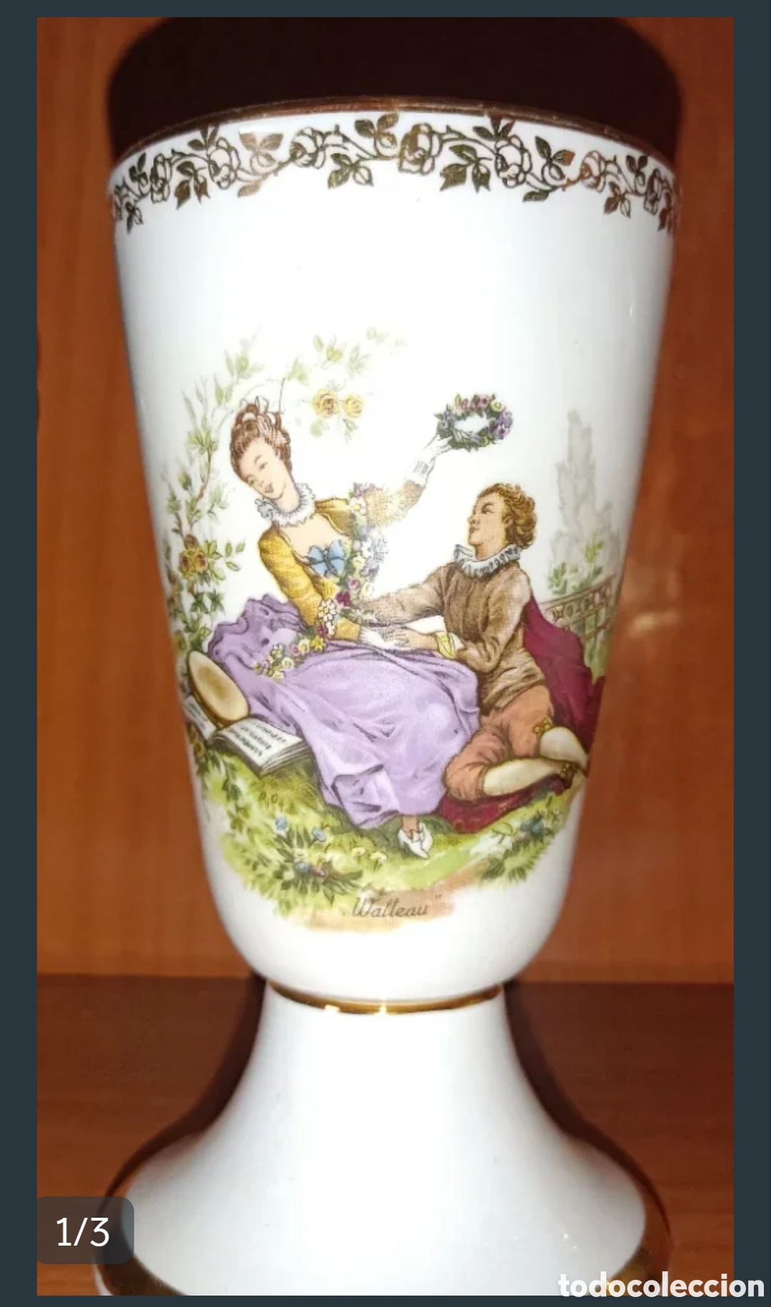 Antig&uuml;edades: Copa Jarr&oacute;n Porcelana Vintage Galante Watteau