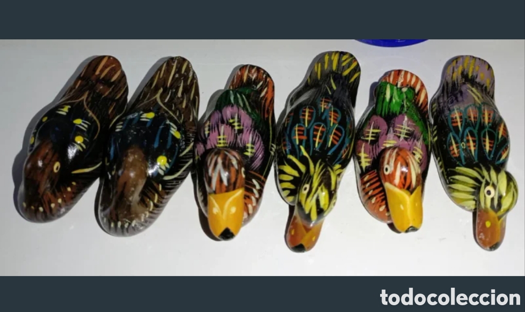 Antig&uuml;edades: ​Lote 6 Patos Ex&oacute;ticos Vintage &ndash; Madera Pintada