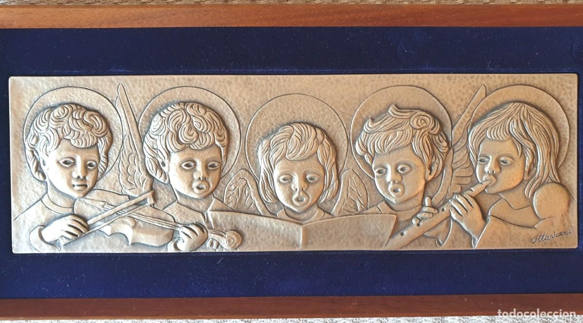Antig&uuml;edades: Cuadro de &aacute;ngeles m&uacute;sicos de Ottaviani sobre placa de plata 925