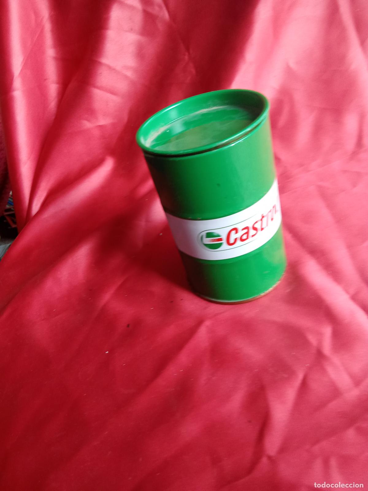 Antig&uuml;edades: Bid&oacute;n lata publicitaria marca Castrol, verde V.15