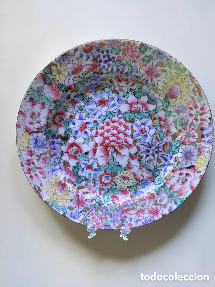 Antig&uuml;edades: Plato de porcelana de Macao milflores