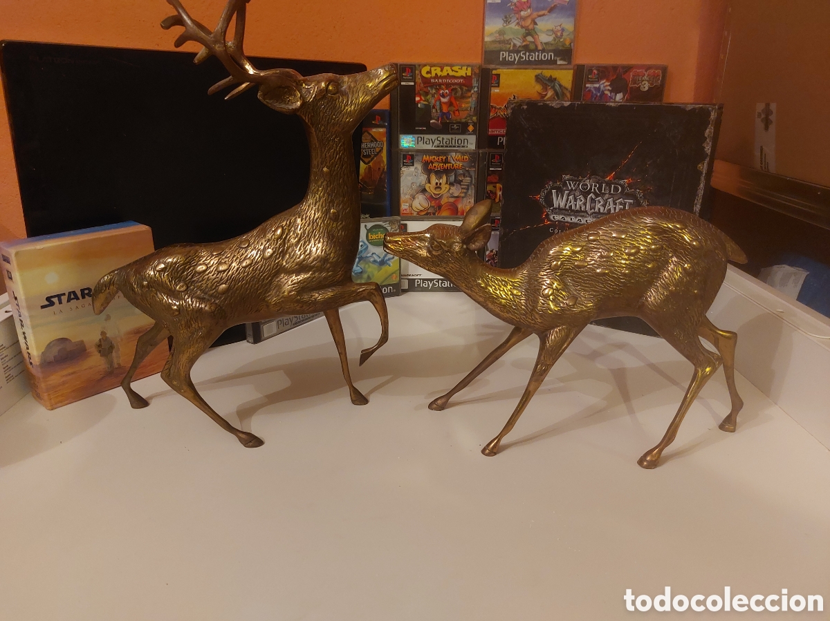Antig&uuml;edades: Pareja de ciervos vintage