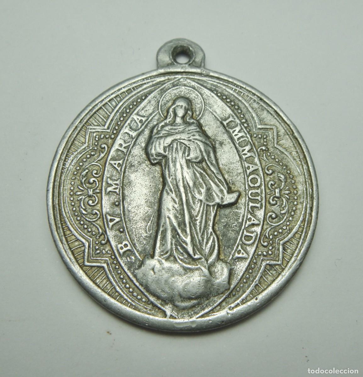 Antiquit&eacute;s: Medalla devocional &middot; Inmaculada Concepci&oacute;n y San Jos&eacute; con el Ni&ntilde;o &middot; Aluminio &middot; Ca. 1920&ndash;1950 &middot; &Oslash; 30